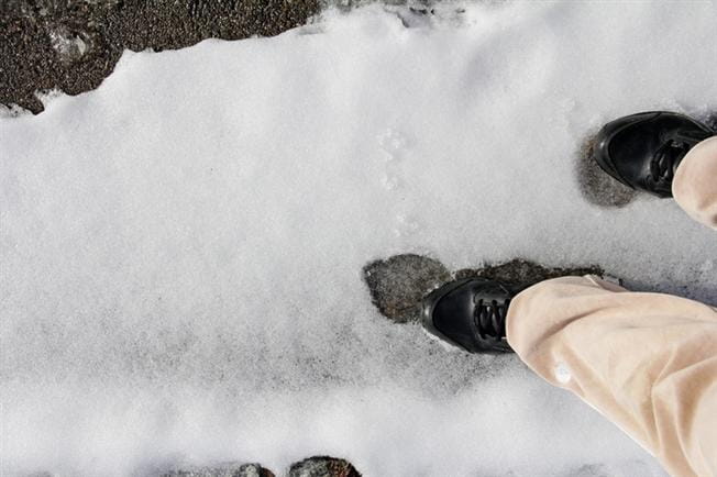 Footstep marks in the snow