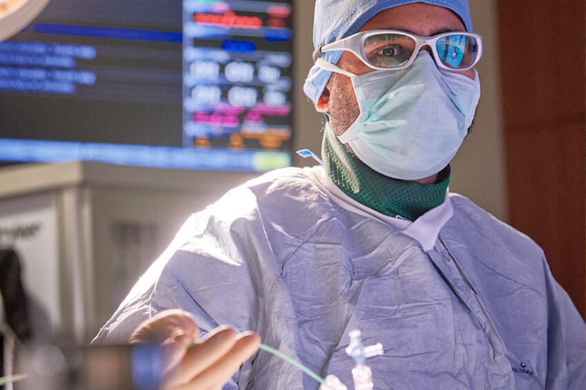 Sumeet Multani in Bryn Mawr Hospital Neurointervention Lab