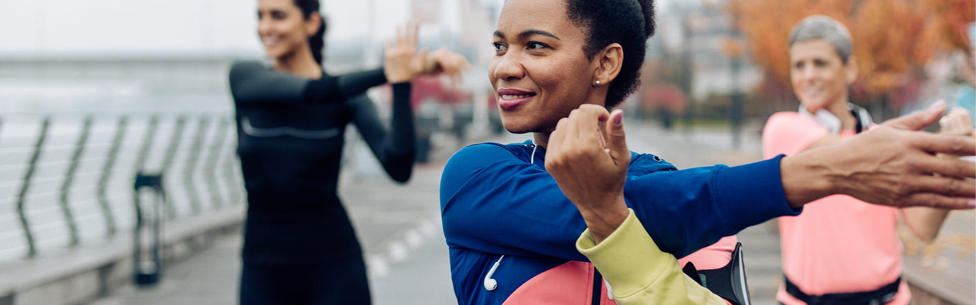 women stretching