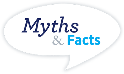 Talk bubble that says myths and facts Talk bubble that says myths and facts