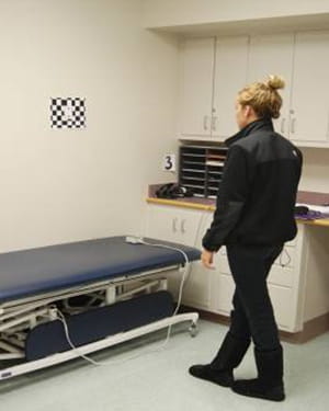 Patient performing gaze stability test